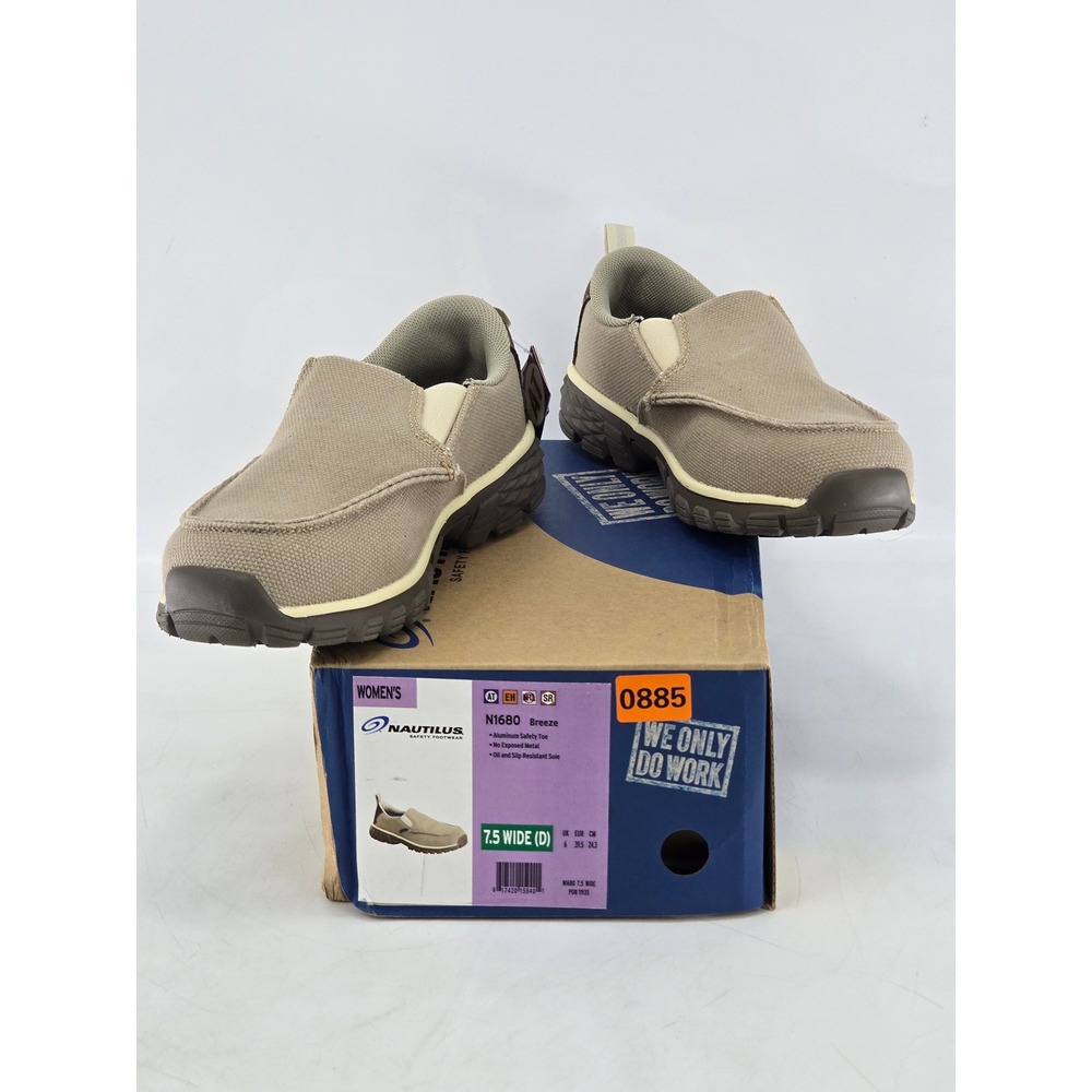 Nautilus N1680 Breeze Safety Shoes Womens 7.5 Wide Khaki Aluminum Toe - New